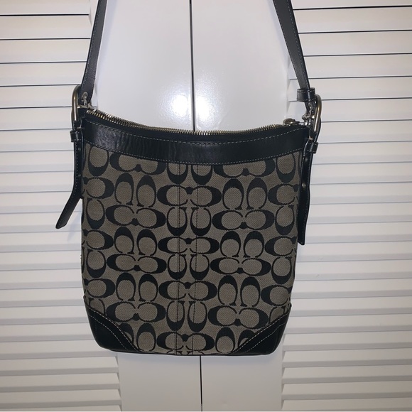 Black and Gray Coach Shoulder Purse - Picture 2 of 8